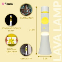 FISURA Žuta lava lampa 30 cm - Lava lampa s bijelim postoljem, prozirnom tekućinom i žutom lavom, 9x9x30 cm, opuštajuća ambijentalna svjetiljka 2