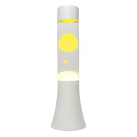 FISURA Žuta lava lampa 30 cm - Lava lampa s bijelim postoljem, prozirnom tekućinom i žutom lavom, 9x9x30 cm, opuštajuća ambijentalna svjetiljka 4