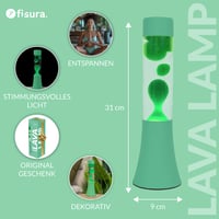 Fisura zelena lava lampa 30 cm – retro ukrasna svjetiljka s prozirnom tekućinom, 9x9x30 cm, poklon s notom nostalgije 2
