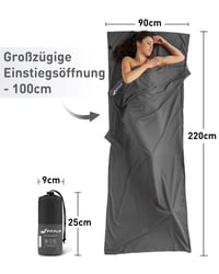 Sac de dormit ultraușor Fit-Flip din bumbac sau microfibră – Sac de dormit compact de vară pentru drumeții și călătorii 2