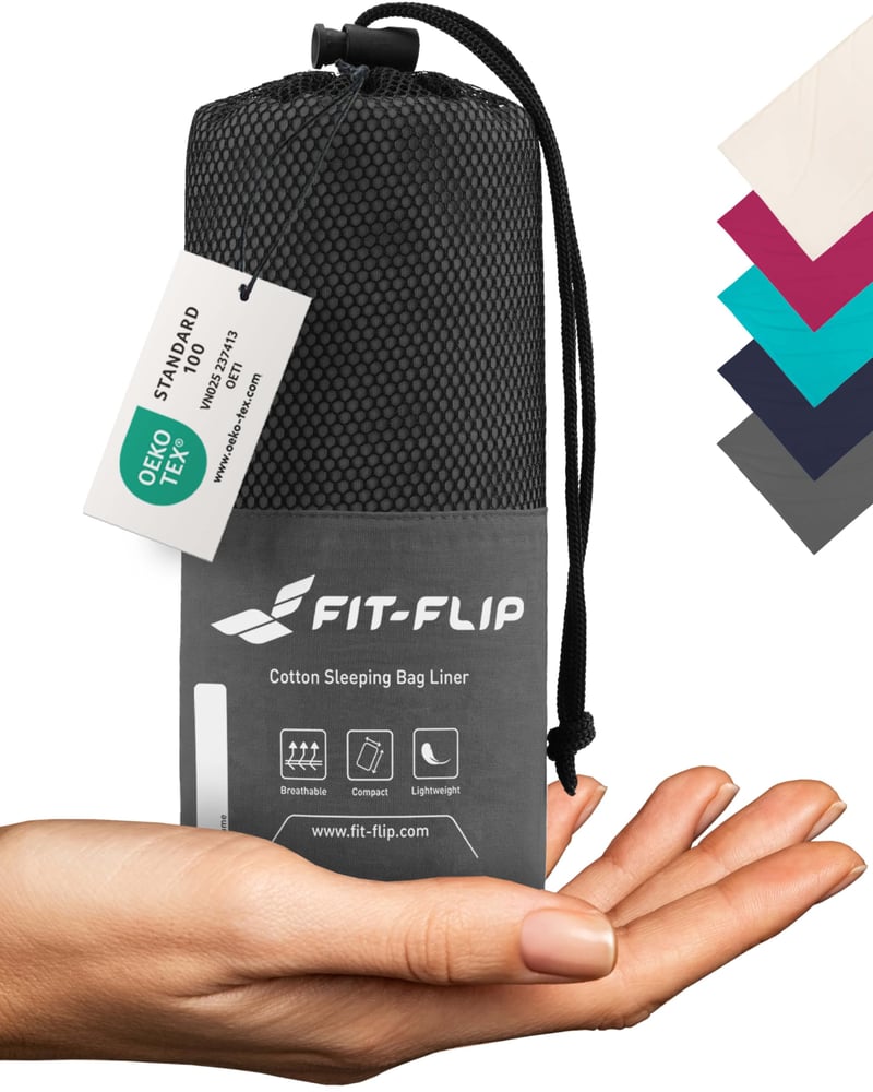 Sac de dormit ultraușor Fit-Flip din bumbac sau microfibră – Sac de dormit compact de vară pentru drumeții și călătorii
