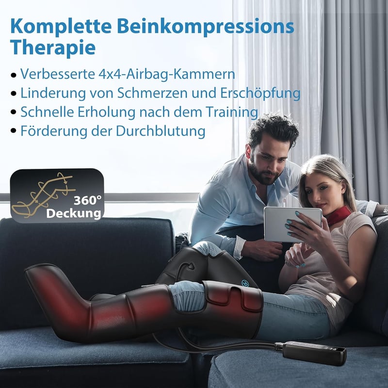 FIT KING 3-in-1 Láb Masszírozó Hőkezeléssel és Kompresszióval - Légnyomásos Terápia, Fájdalomcsillapítás, Vérkeringés Javítás