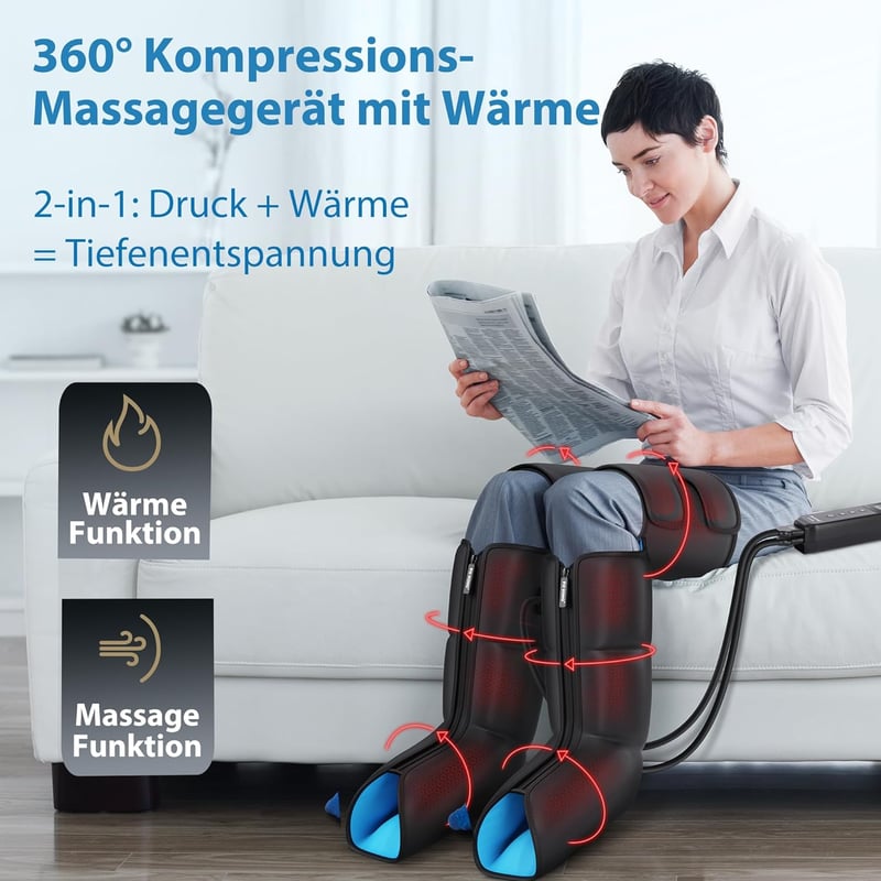FIT KING 3-in-1 Láb Masszírozó Hőkezeléssel és Kompresszióval - Légnyomásos Terápia, Fájdalomcsillapítás, Vérkeringés Javítás