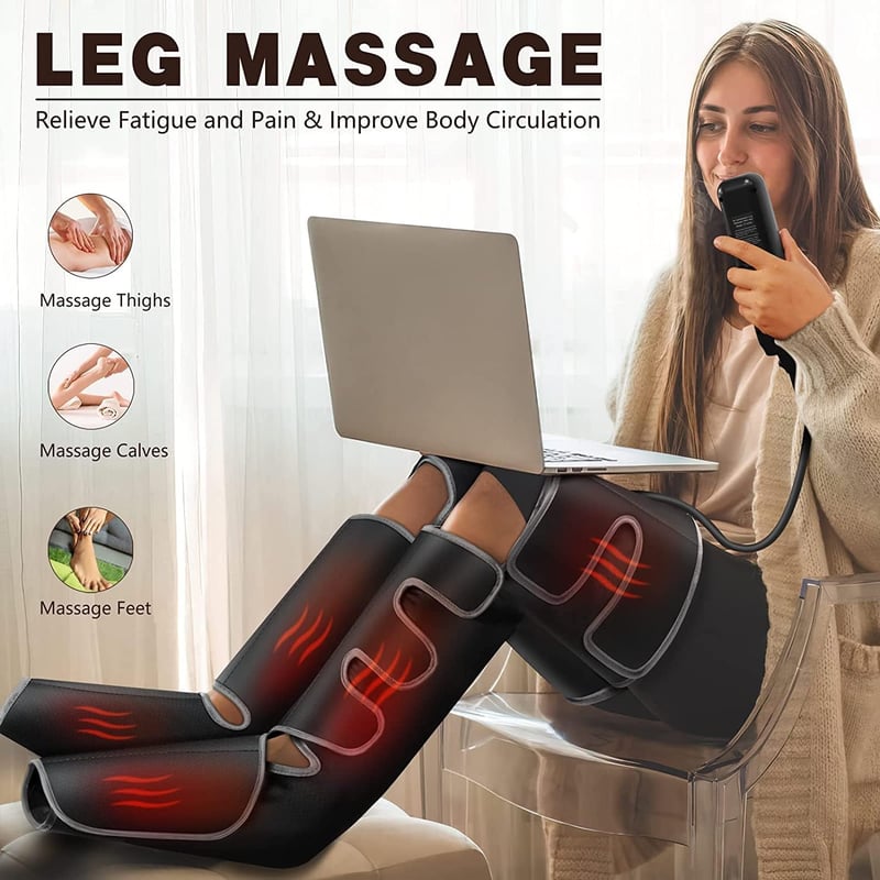 FIT KING Láb Masszírozó Készülék Melegítő Funkcióval - Kompressziós Masszázs Lábfej Vádli Comb Fájdalomcsillapítás Vérkeringés Javítás