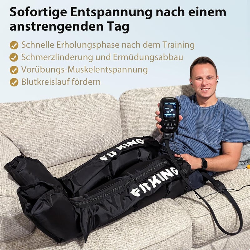 FIT KING Láb Masszírozó Kompressziós Csizma - Sportolói Regeneráció és Vérkeringés Javítás Fájdalomcsillapítással (Közepes Méret)