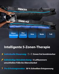 FIT KING Masážne zariadenie na nohy Recovery Boots veľkosť M, 5-zónové nabíjateľné kompresné masážne čižmy pre rýchlu regeneráciu 4