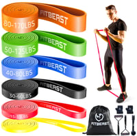 Set benzi de rezistență FitBeast cu mănuși, ancoră pentru ușă, mânere și geantă - antrenament de forță, yoga, calistenie și exerciții acasă 1