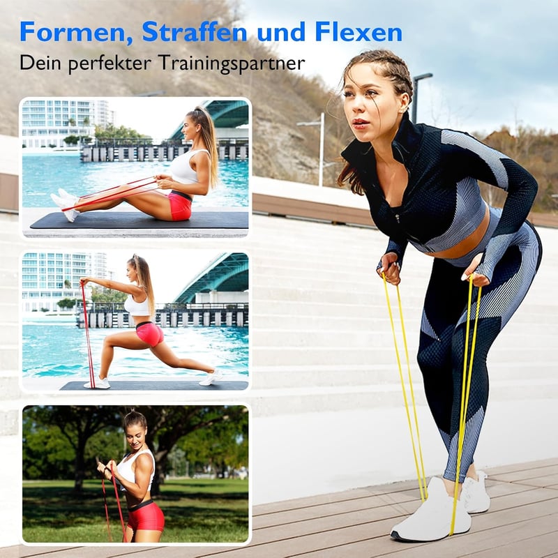 FitBeast Ellenállásos Gumiszalag Szett 5 Szinttel, Ajtócsattal és Fogórugókkal
