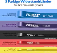 FitBeast Ellenállásos Gumiszalag Szett 5 Szinttel, Ajtócsattal és Fogórugókkal 2