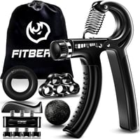 FitBeast Kézerősítő Készlet - 5 Részes Állítható Markolatfejlesztő, Ujjerősítő Edzőeszköz, Csuklóerősítő és Stresszoldó Labda Férfiaknak és  1