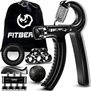 Set de antrenament pentru mâini FitBeast - 5 piese, dispozitiv reglabil pentru dezvoltarea prizei, instrument de antrenament pentru întărirea degetelor, întăritor pentru încheieturi și minge antistres pentru bărbați și