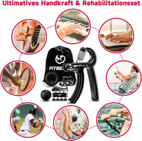 FitBeast Kézerősítő Készlet - 5 Részes Állítható Markolatfejlesztő, Ujjerősítő Edzőeszköz, Csuklóerősítő és Stresszoldó Labda Férfiaknak és  5