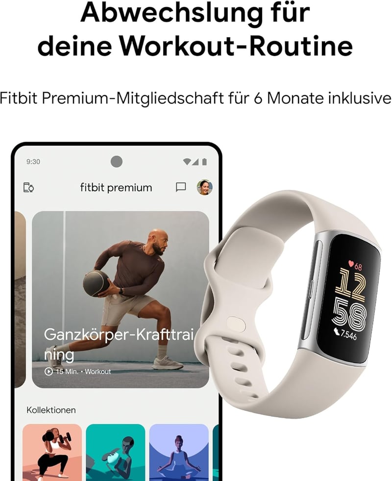 Fitbit Charge 6 Aktivitásmérő 6 Hónapos Prémium Tagsággal és Google Wallet - Single, Porcelain / aluminium silver