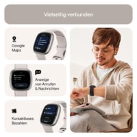 Inteligentné hodinky Fitbit Sense 2 – Zabudované GPS, EKG, zvládanie stresu a analýza spánku – Kompatibilné s Android a iOS – Mesačná biela / Platínový hliník 7