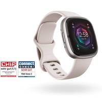 Inteligentné hodinky Fitbit Sense 2 – Zabudované GPS, EKG, zvládanie stresu a analýza spánku – Kompatibilné s Android a iOS – Mesačná biela / Platínový hliník 2