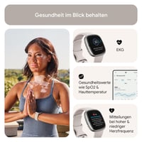 Inteligentné hodinky Fitbit Sense 2 – Zabudované GPS, EKG, zvládanie stresu a analýza spánku – Kompatibilné s Android a iOS – Mesačná biela / Platínový hliník 6