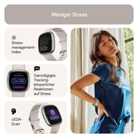 Inteligentné hodinky Fitbit Sense 2 – Zabudované GPS, EKG, zvládanie stresu a analýza spánku – Kompatibilné s Android a iOS – Mesačná biela / Platínový hliník 5
