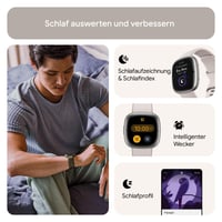 Inteligentné hodinky Fitbit Sense 2 – Zabudované GPS, EKG, zvládanie stresu a analýza spánku – Kompatibilné s Android a iOS – Mesačná biela / Platínový hliník 4