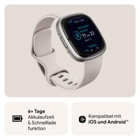 Inteligentné hodinky Fitbit Sense 2 – Zabudované GPS, EKG, zvládanie stresu a analýza spánku – Kompatibilné s Android a iOS – Mesačná biela / Platínový hliník 3
