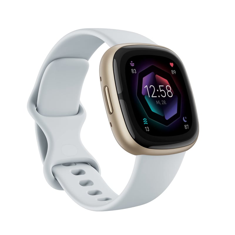 Inteligentné hodinky Fitbit Sense 2 so vstavaným GPS, EKG a riadením stresu, analýzou spánku, hmlisto modrá/zlatý hliník, kompatibilné s Android a iOS