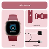 Inteligentné hodinky Fitbit Versa 4, fitnes náramok so vstavaným GPS, telefonovaním, 6-dňovou výdržou batérie, 40+ režimami cvičenia, malinovo červená/medenoružový hliník 8