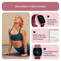 Inteligentné hodinky Fitbit Versa 4, fitnes náramok so vstavaným GPS, telefonovaním, 6-dňovou výdržou batérie, 40+ režimami cvičenia, malinovo červená/medenoružový hliník 7