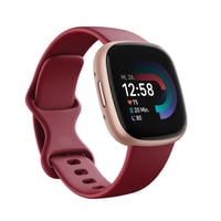 Inteligentné hodinky Fitbit Versa 4, fitnes náramok so vstavaným GPS, telefonovaním, 6-dňovou výdržou batérie, 40+ režimami cvičenia, malinovo červená/medenoružový hliník 5