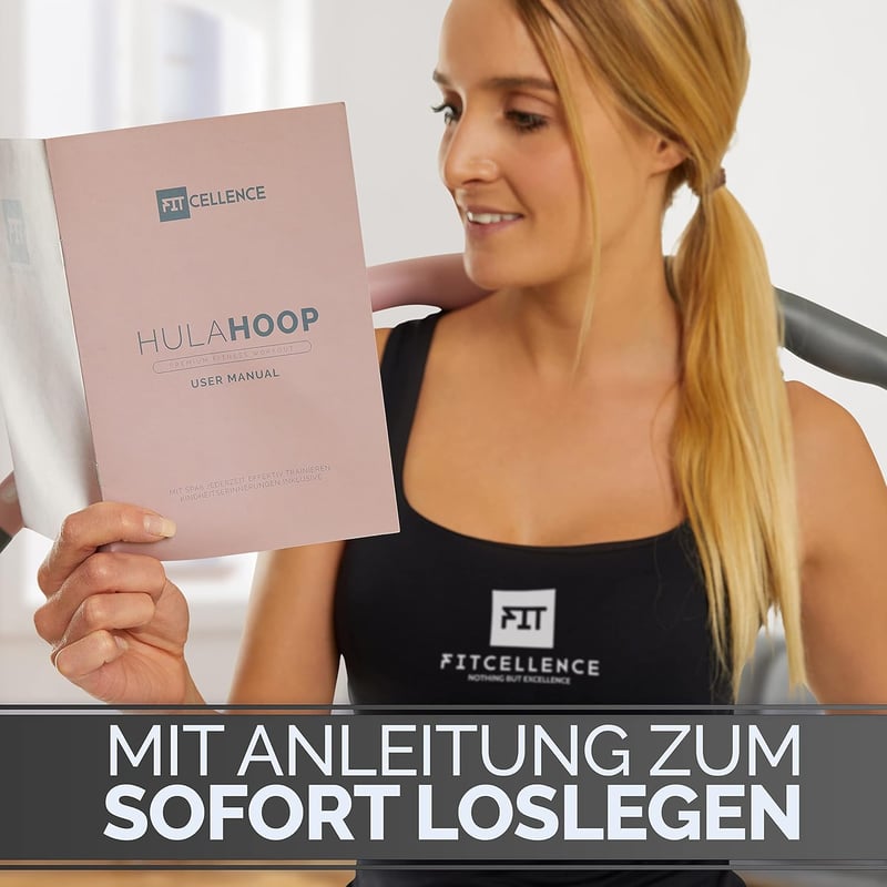 FITCELLENCE 1,2 kg Hula Hoop 90 cm Felnőtteknek Fogyáshoz Edzésprogram - Grey-Pink