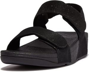 FitFlop Lulu Adjustable Shimmerlux natikače sa stražnjim remenom - crne - EU 41