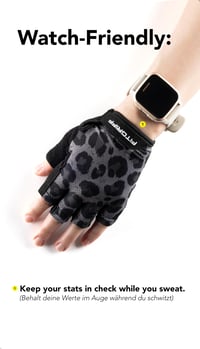 Mănuși de fitness Fitgriff® pentru bărbați și femei - Mănuși pentru antrenament de forță, sală, fitness, model leopard, mărimea 8 6