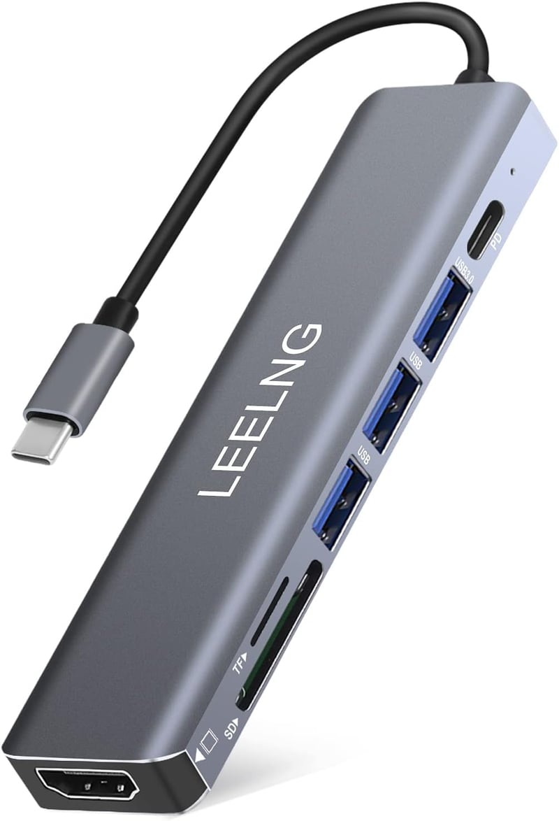 FITLONG 7 az 1-ben USB-C Hub MacBook 4K HDMI SD/TF kártyaolvasó dokkoló