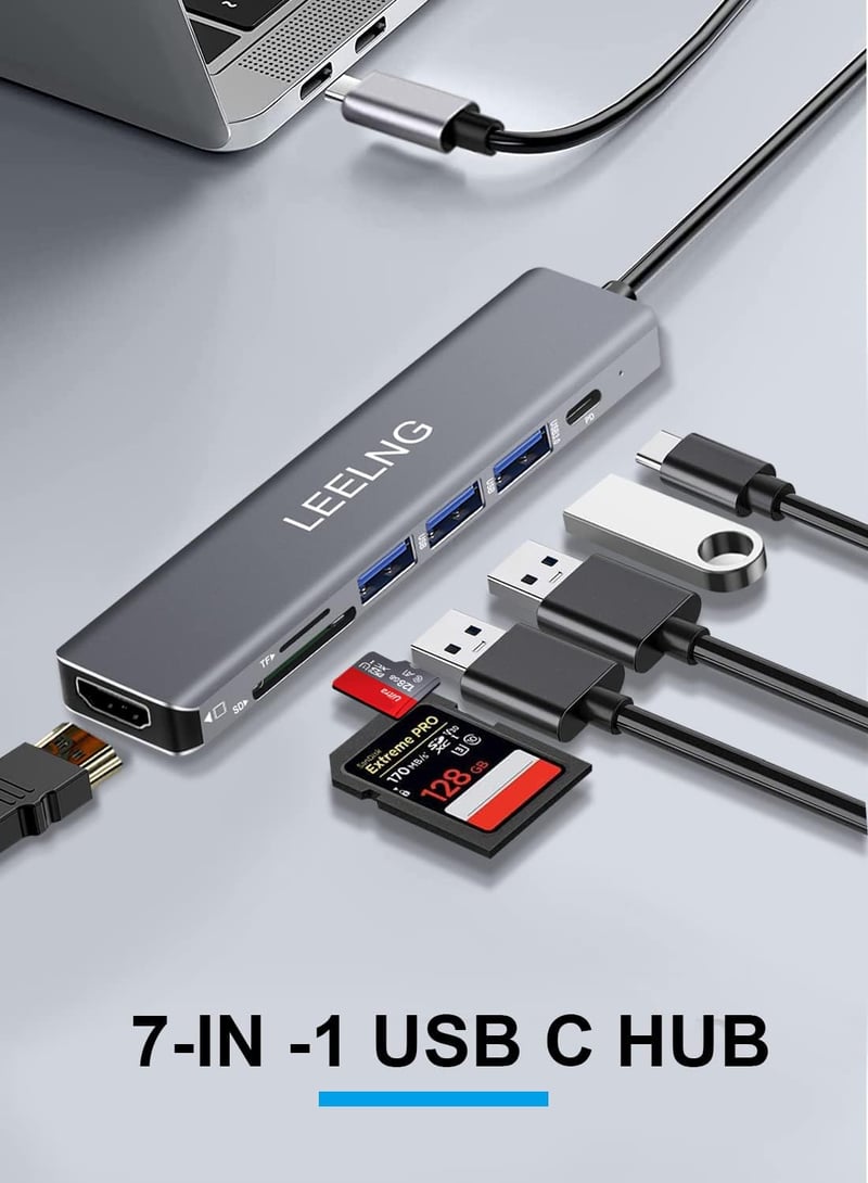 FITLONG 7 az 1-ben USB-C Hub MacBook 4K HDMI SD/TF kártyaolvasó dokkoló