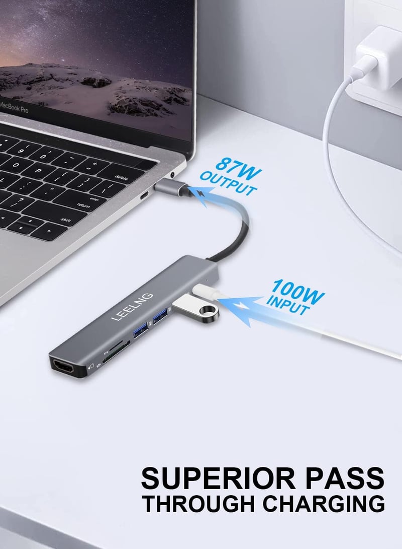 FITLONG 7 az 1-ben USB-C Hub MacBook 4K HDMI SD/TF kártyaolvasó dokkoló