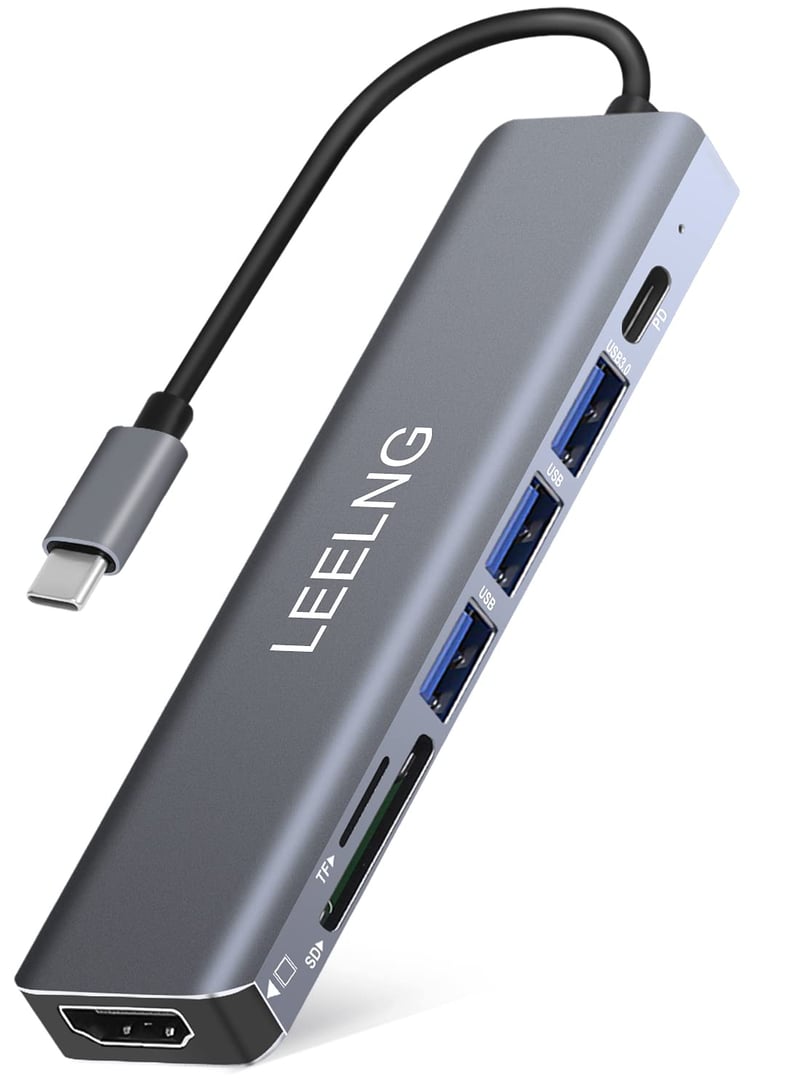 FITLONG 7-u-1 USB-C hub za MacBook, 4K HDMI, čitač SD/TF kartica