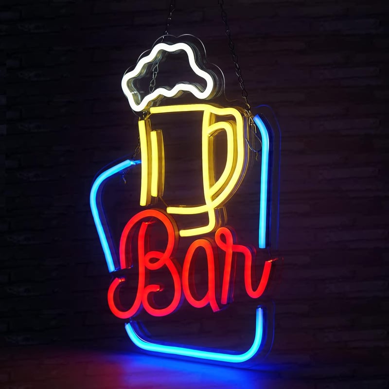 FITNATE LED Bár Dekoráció, USB Neon Világító Felirat, Állítható Fényerővel, Falra Szerelhető, Parti, Hálószoba, Éjszakai Klub Dekorációhoz