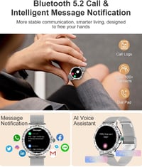Fitoncloud Női Okosóra 1.3" HD Érintőképernyő Telefonhívás Menstruációs Ciklus SpO2 Pulzusmérő Alvásmonitor Lépésszámláló IP68 Ezüst 2