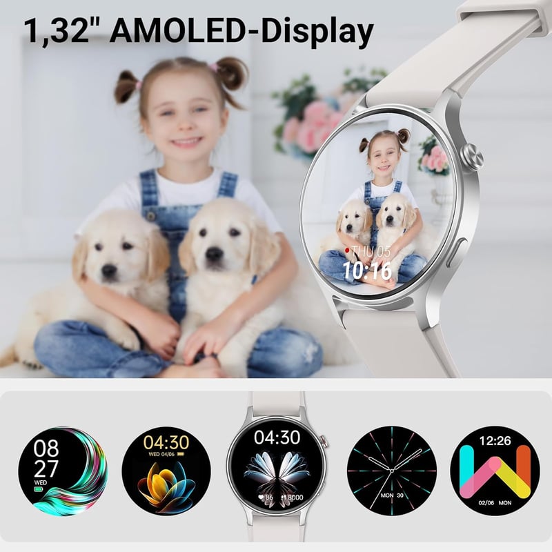 Fitpolo Okosóra 1.32" AMOLED Kijelző, 110+ Sportmód, Pulzusmérő, SpO2, Alvásmonitor, iOS/Android