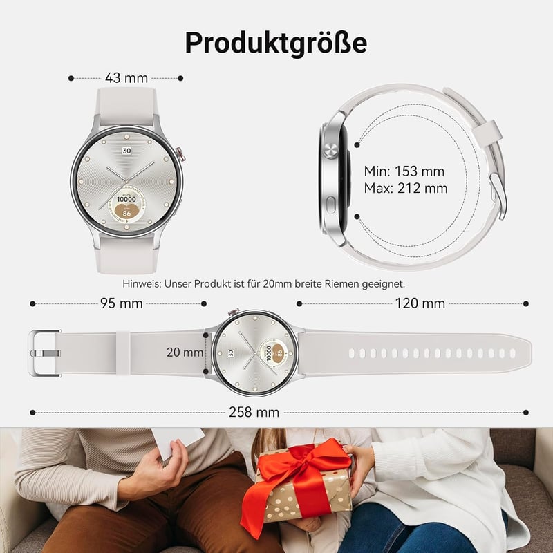 Fitpolo Okosóra 1.32" AMOLED Kijelző, 110+ Sportmód, Pulzusmérő, SpO2, Alvásmonitor, iOS/Android