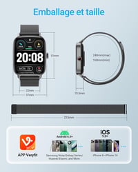 Fitpolo Okosóra 1.85" Szívritmus Monitor SpO2 110+ Sportmód IP68 Vízálló iOS Android 9