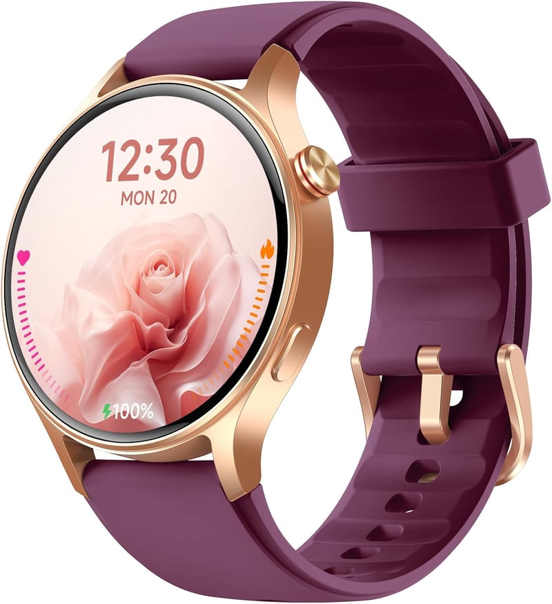Fitpolo Okosóra Női Kerek 1.32" AMOLED Kijelző 110+ Sportmód Pulzusmérő SpO2 Alvásmonitor