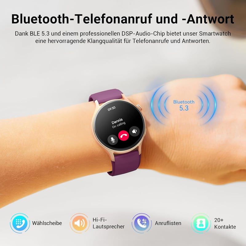Fitpolo Okosóra Női Kerek 1.32" AMOLED Kijelző 110+ Sportmód Pulzusmérő SpO2 Alvásmonitor