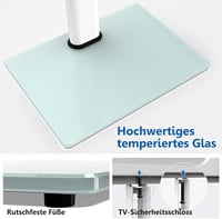 FITUEYES TV Állvány 32-65 Colos Televíziókhoz - Állítható Magasságú, Forgatható, Max. VESA 600x400, Fehér Edzett Üveg, 40kg Teherbírás 5