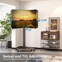 FITUEYES TV állvány kerekekkel 32-75 colos tévéhez, dönthető, forgatható, magasságállítható 3