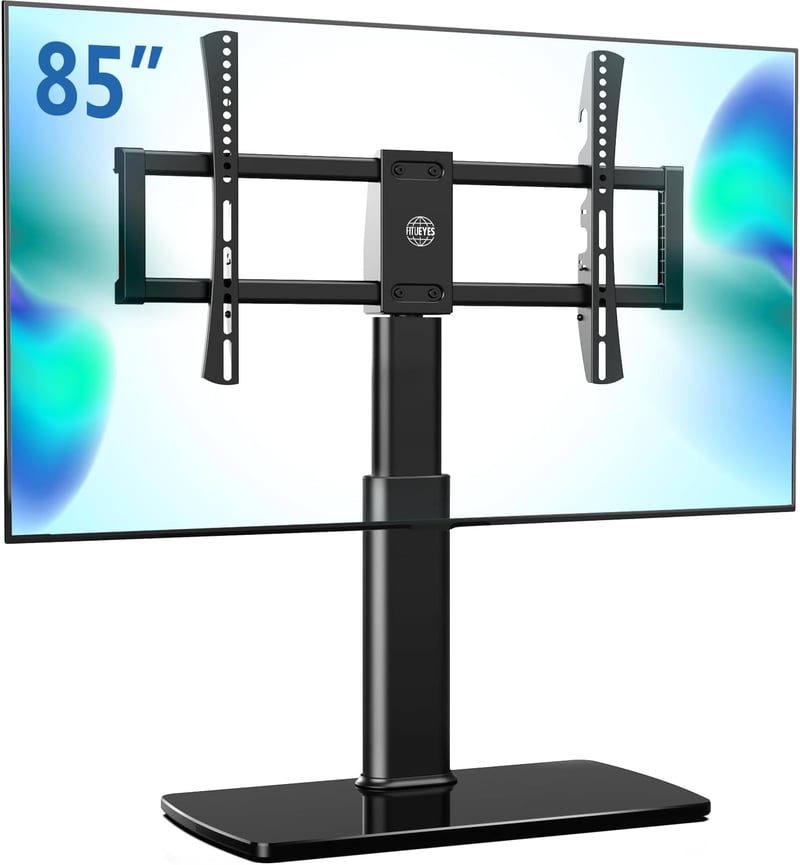 FITUEYES Univerzális TV Állvány 43-85 Colos Lapos és Ívelt TV-khez, 50 kg Teherbírás, Forgatható, Állítható Magasság, VESA 600x400
