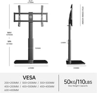 FITUEYES Univerzális TV Állvány 43-85 Colos Lapos és Ívelt TV-khez, 50 kg Teherbírás, Forgatható, Állítható Magasság, VESA 600x400 8