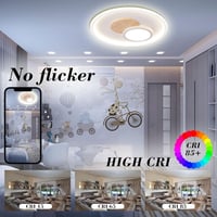 FitzMia Modern Fa LED Mennyezeti Lámpa - Távirányítós, Szabályozható Fényerő, 3 Színhőmérséklet, Memória Funkcióval Hálószobába, Nappaliba 4