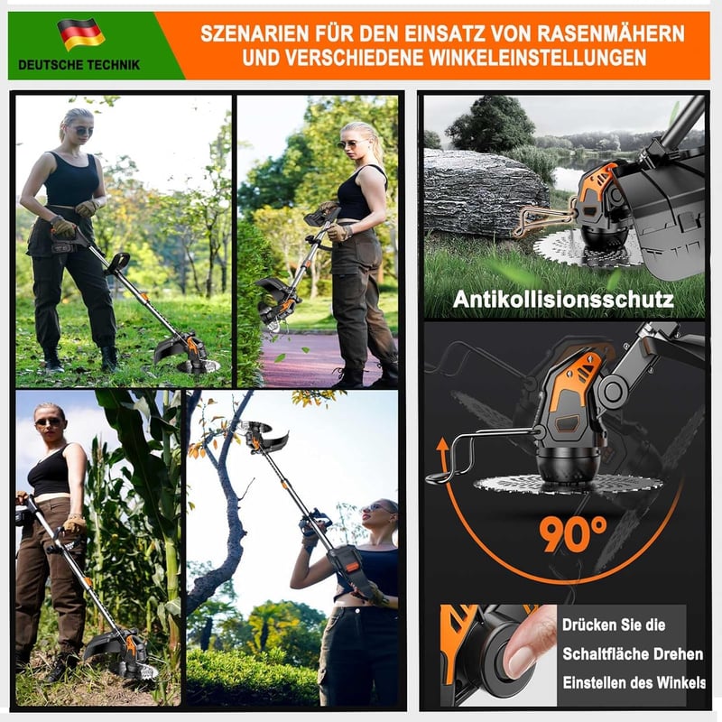 Fiutazge 24V Akkumulátoros Fűnyíró 3in1 Elektromos Sövényvágó 2 Akkuval és Töltővel
