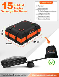 FIVKLEMNZ vízálló tetőcsomagtartó táska roof box 15 köbláb autó tet 5