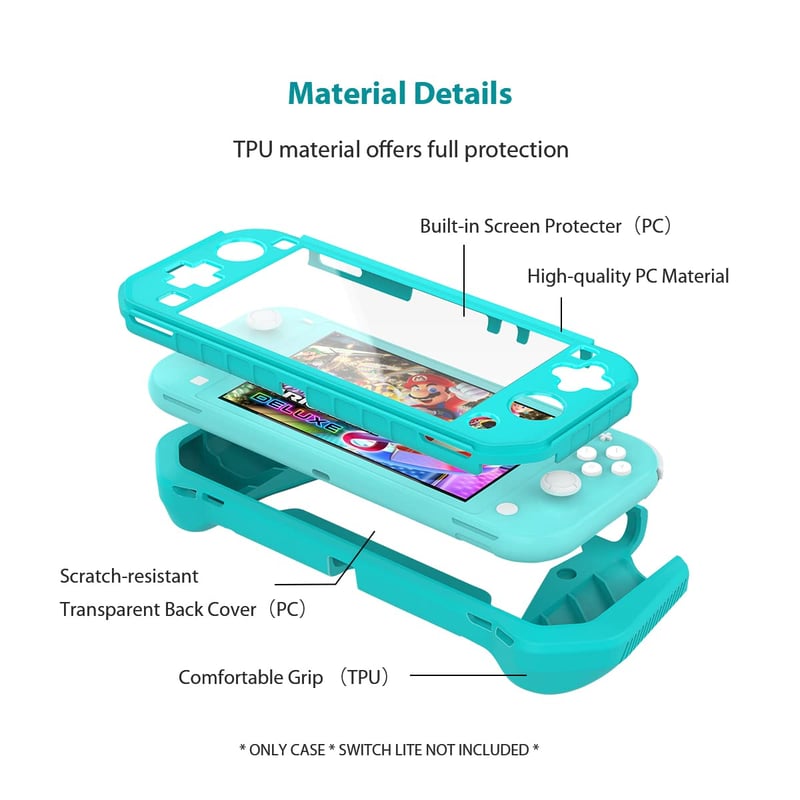 FIWWAT Nintendo Switch Lite védőtok kék, képernyővédővel és kézfogással - Für Nintendo Switch Lite 2019, Blue