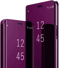 Husă tip carte Fiyer pentru Samsung Galaxy S26 Ultra 5G, Clear View, cu efect de oglindă și funcție de suport, protecție 360 grade din PC și piele ecologică, transparentă 1